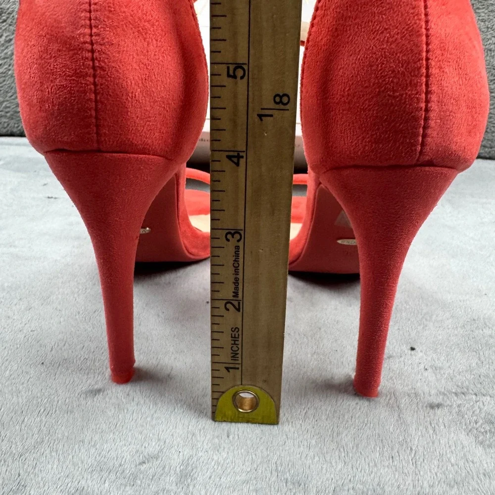 Vices Red Faux Suede Ankle Strap Stiletto‎ Sandals Heels 5074-23 Mens Size 36